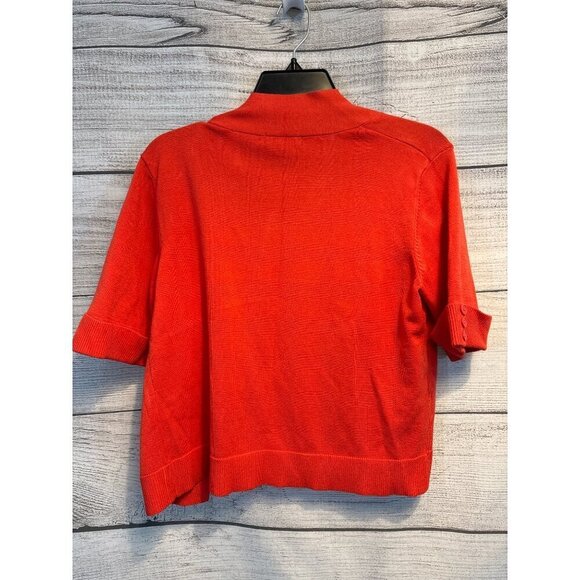 Linda Matthews New York Coral Short Button Sleeve Cardigan Size L - Picture 4 of 4